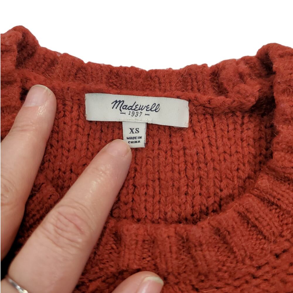 Madewell | Firelight Wool & Alpaca Blend Pullover Cable Sweater | Size XS - Picture 7 of 10